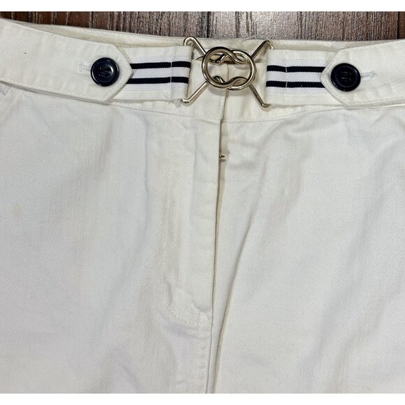 Womens Talbots Size 8 Solid White Denim Skirt With Pockets Straight Stretch - Picture 4 of 5